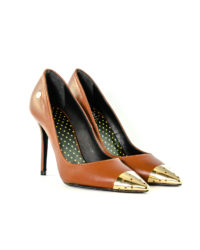 Decoltè cuoio punta oro Islo