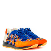 Sneakers quadri arancio e blu L4K3