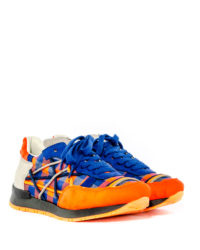 Sneakers quadri arancio e blu L4K3