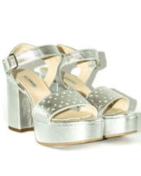 Sandalo argento pelle Manas