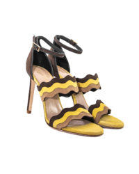 Sandalo alto marrone e giallo Sofia M