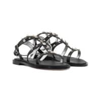 Sandalo nero con borchie argento Fiorenza