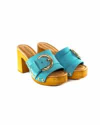 Zoccolo Fibbia Celeste Rosi